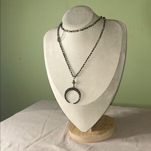 Elegant Silver Crescent Necklace